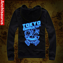 New Arrivel Tokyo Ghoul Hoodie Anime Ken Kaneki Cosplay Costume Zipper Blue Luminous Jacket Coat