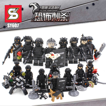 8Pcs/lot SWAT Military Minifigures Falcon Commandos Team Army soldiers Building brick Kids Toys Compatible with legoes