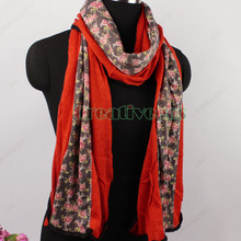 Sweet Stylish Fashion Women Girl s Printed Floral 2 Layer Stitching Lace Trim Chiffon Hemming 2