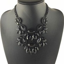 New design black crystal necklace women statement collar necklaces & pendants multilayer choker fashion jewelry 2014