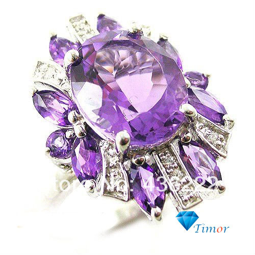5.6ct 2014 Wholesale Fashion ON SALE UNIQUE Fine Jewelry Genuine Amethyst Ring 925 Sterling Silver Free Shipping