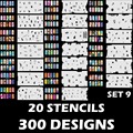 Custom Body Art Airbrush Nail Art Stencil Set 9 with 20 Stencil Template Design Sheets 300
