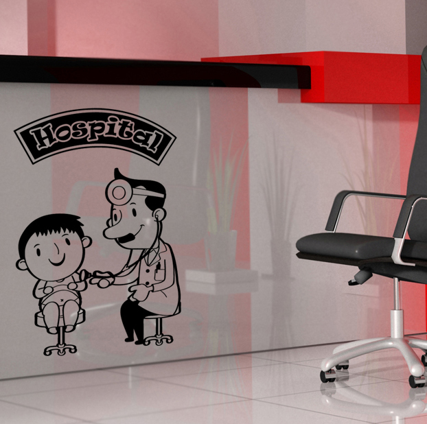 Hospital Vinyl Wall Decal Doctor Children Clinic Hospital Sign Mural