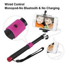 2015 Hot-sale & Fashionable Black Extendable Handheld Monopod 3.5mm Audio Cable Control Perfect For IOS & Android Smartphone