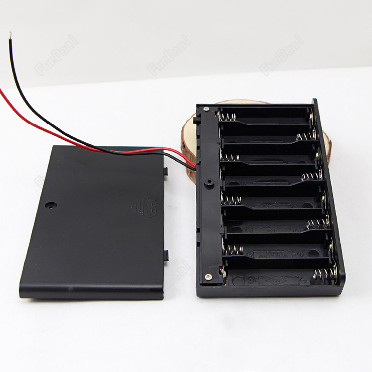 sourcing map 2 Pcs 3V Power Supply 2 x AAA Battery Holder Enclosed Case Box Switch Wire Lead