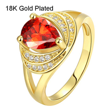 2015 New Design Luxury Water Drop Shaped Ruby Red CZ Diamond Cocktail Ring 18K Rose Gold
