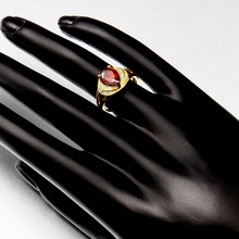 2015 New Design Luxury Water Drop Shaped Ruby Red CZ Diamond Cocktail Ring 18K Rose Gold