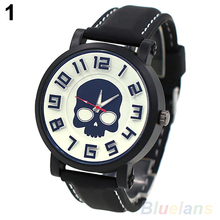 Men s Fashion Sports Style Wristwatch Silicon Skull Punk Quartz Wrist Watch 0S9Z