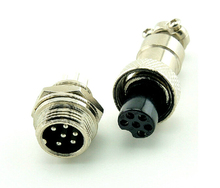 5 sets/kit 6 PIN 12mm GX12-6 Screw Aviation Connector Plug The aviation plug Cable connector Regular plug and socket