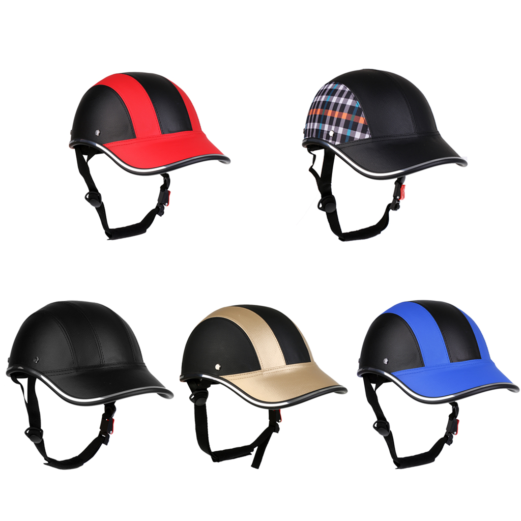 2x Bike Riding Half Face PU Helmet with Adjustable Strap Safety Baseball Cap 