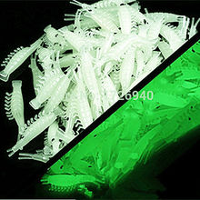 Free shipping 50 pcs or 100pcs New Sabiki Soft Fishing Lure Rigs Luminous Shrimp Bait Jigs Lure soft lure Worn Fake lure