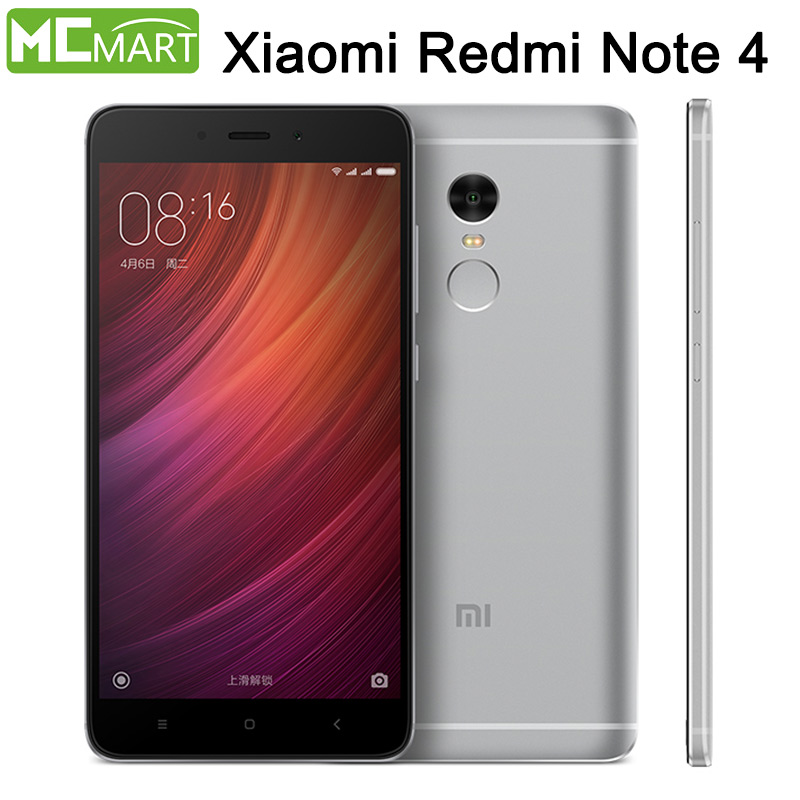 Оригинал Xiaomi Redmi Note 4 Премьер 3 ГБ RAM 64 ГБ ROM мобильный телефон MTK Helio X20 Примечание 5.5 "MIUI8 Отпечатков Пальцев ID телефонов