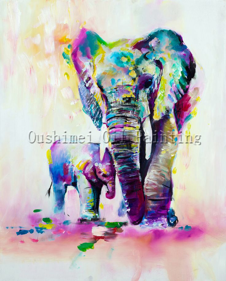 X Series New Arrival High Quality Elephant Oil Painting On Canvas Mother and Kid Oil Painting For Wall Artwork Decoration