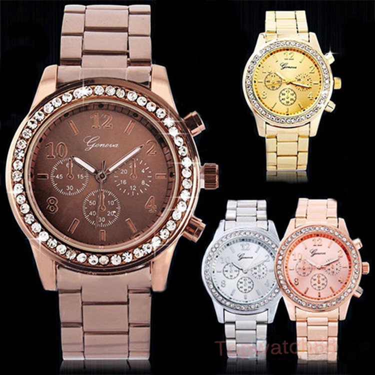 Fashion Geneva Quartz Watch Women Stainless Steel Watch Ladies Casual Rhinestone Watch Relogio Feminino Women Dress Watch