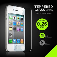 2.5D 0.26mm Premium Tempered Glass For iPhone4 4s 9H Hard 2.5D Arc Edge High Transparent Screen Protector with Package 100PCS