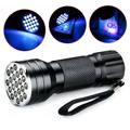 Mini Portable UV Ultra Violet 21 LED 395nm Flashlight Black Aluminum Torch Lamp Violet Purple Light