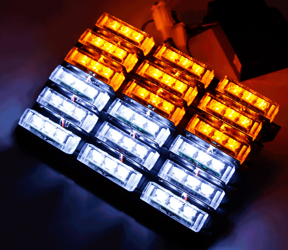 AmberWhite 18 LED 54 LED Emergency Vehicle Strobe Flash Lights (3)