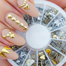 2015 New Fashion 300Pcs Nail Sticker Blinking Gold Silver 3D nail art decorations rhinestones Rivet Nail