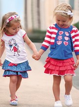 kids clothes wholesale baby girl jeans ski suit summer stye girls dot Butterfly belt skirt+carton t-shirt 2 pieces set