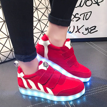 casual gauze women shoes Colorful light shoes winter female flat luminous usb charge flash led shoes zapatos mujer