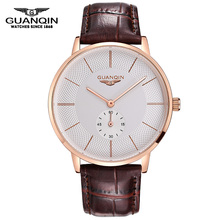 Original GUANQIN Top Brand Luxury Casual Big Dial Quartz Watches Men Waterproof Leather Strap Men Watch Relogios Masculino