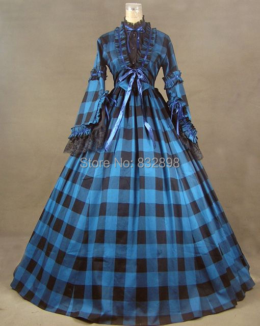 New Civil War Blend font b Tartan b font Ball Gown Dress