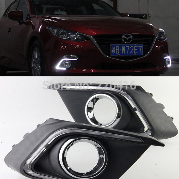 Стайлинга автомобилей Mazda3 axela 2014 - 16 из светодиодов drl дневного света с функцией переключения путеводной звездой дизайн матовый черный Высокое качество