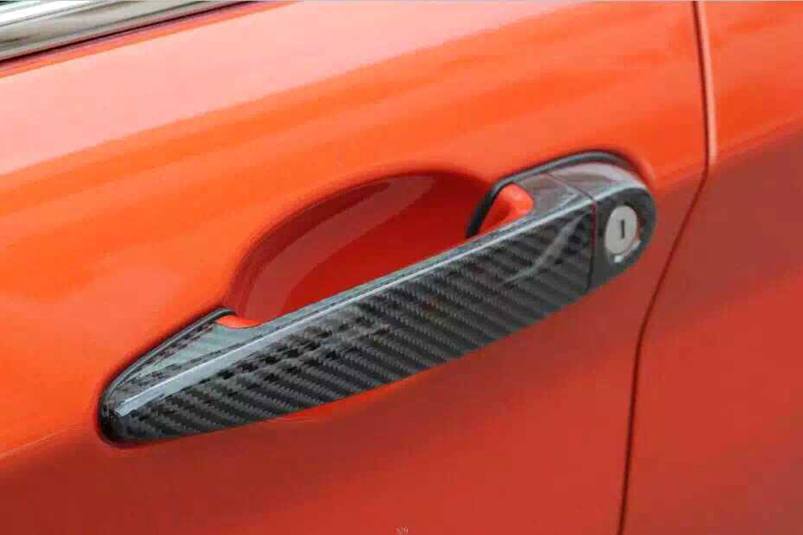 Фотография 3 Series E90 E92 E93 F30 F35 2Door Carbon fiber Car Side Door Handle Cover Trim with LED Hole for BMW 2005-2015