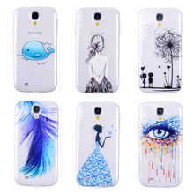Free shipping Phone Cases Cover for Samsung Cases Galaxy S4 Ultra Thin Transparent Soft TPU Color Painted Back Phone Protector