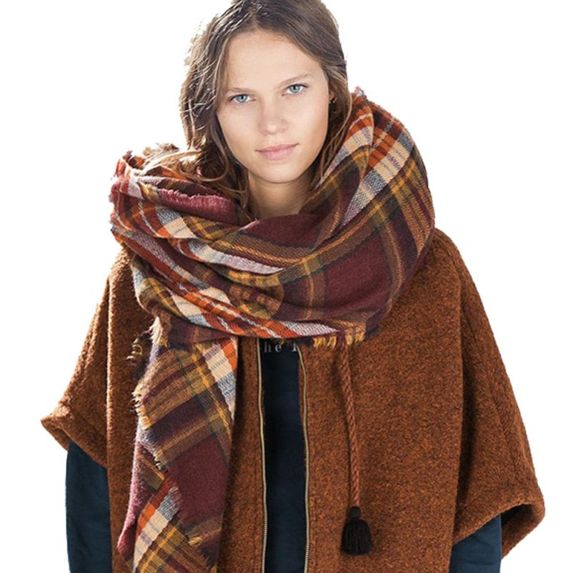 2016 Hot Scarf Wrap Shawl Plaid Cozy Checked Women Lady Blanket Oversized font b Tartan b