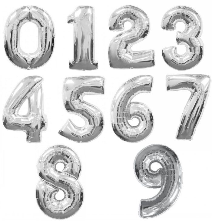 New 16 inch Silver Number Foil Balloons 