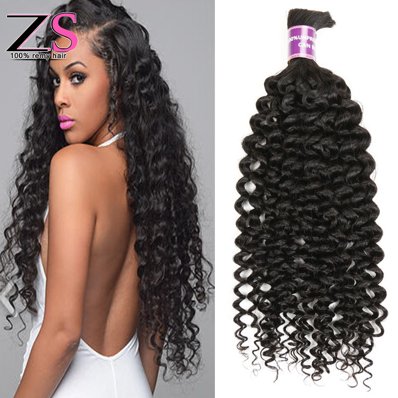 Brazilian Virgin Hair Deep Wave Human Braiding Hair Bulk Brazilian Kinky Curly Bulk Hair Human