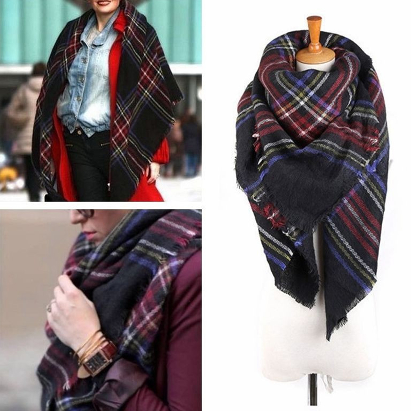Unisex Women Men Warm Blanket Large Oversized font b Tartan b font Scarf Wrap Shawl Bandana