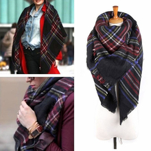 Unisex Women Men Warm Blanket Large Oversized Tartan Scarf Wrap Shawl Bandana Plaid Checked Pashmina Scarves Wool Ponchos Capes
