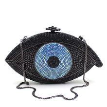 2015 Most Of Fashion Women Party Clutches The Evil Eye Shape Crossbody Bag Crystal Evening Handbag Black L1066