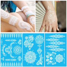 White Temporary Flash Tattoo Inspired Sticker Henna Lace Ink Fashion Body Art Water Transfer Face Body Painting Decals Stickers