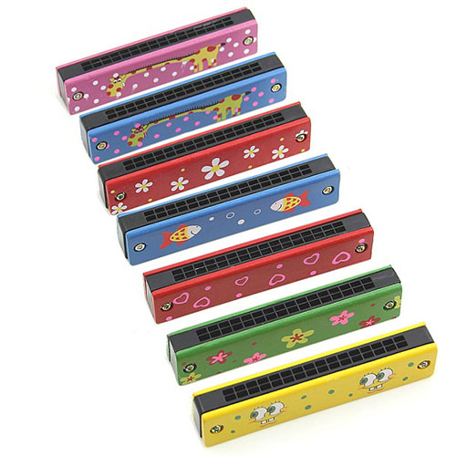 1Pc High Quality Colorful Educational Musical Wooden Painted Harmonica Instrument Toy For Kid Gift  M0071 P0.5