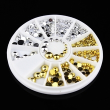 3d nail rhinestone decoration golden silver gold acrylic ball decoration for nails tip studs tools 6size