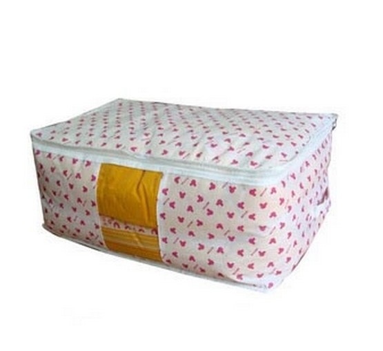 Quilt Blanket Clothing Pillow Storage Bag 50x30x15cm Sapce Saving Tools Box [1 PC Pink Bear]