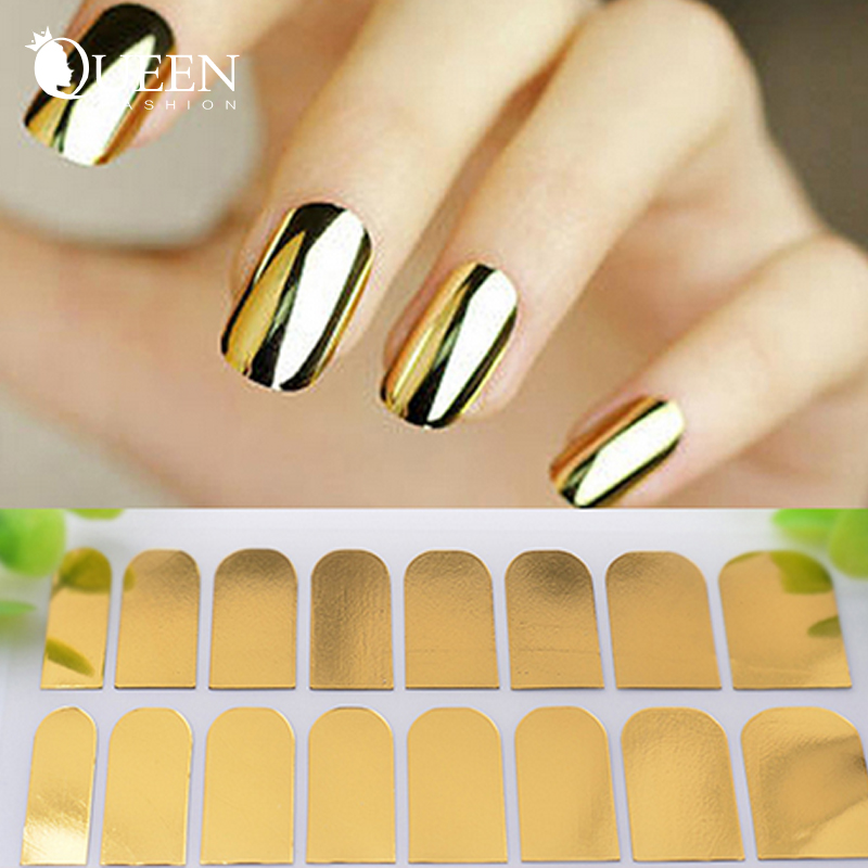 Adhesive Nail Art Stickers 6sheets lot Gold Silver Black Nail Patch Full Cover Nail Foil Wraps