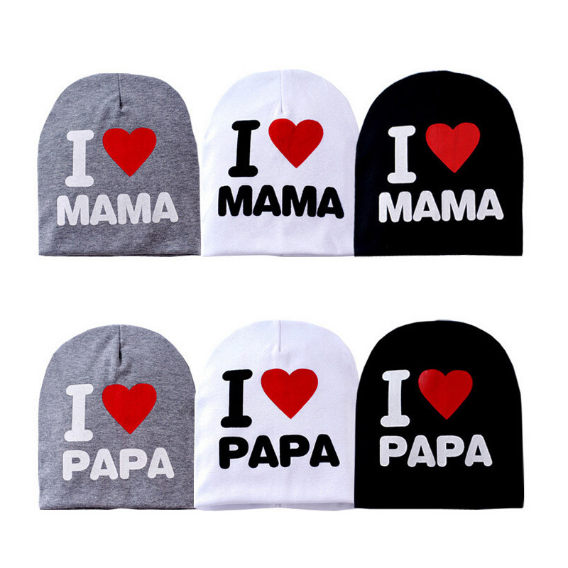 New autumn hot cotton knit cap for child girl children love PAPA MAMA I winter hats