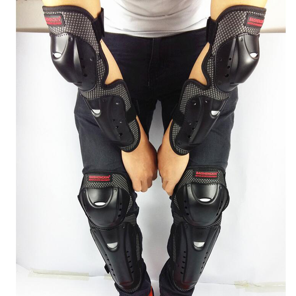 equitaci/ón protecci/ón deportiva Juego de 4 protectores para codos y rodilleras para motocicleta negro Gorgeri negro para ciclismo motocross