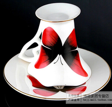 Novelty innovative Butterfly Pattern ceramic coffee mug Creative porcelain tea cup with tea tray Bone china
