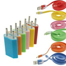 Colorful 5V 1A Power Charger Adapter + 1M Lightning Cable USB Data Charging Sync 8Pin Cable For iPhone 5 5s 6 6s plus iPad iPod