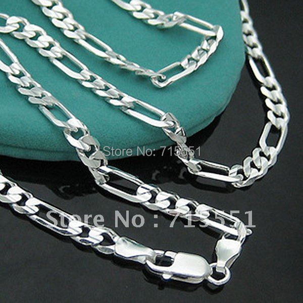 CN3 Hotsale New Items Men Jewelry Free Shipping High Quality 925 Sterling Silver 4MM Figaro Chain