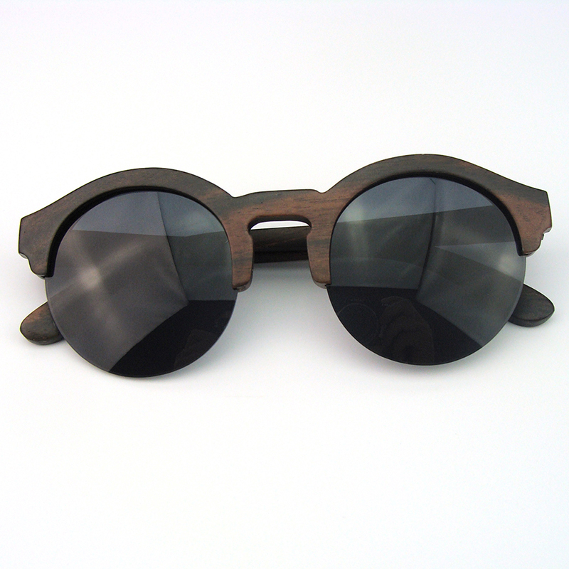 Aliexpress.com : Buy Ebony wood sunglasses half rim round ...
