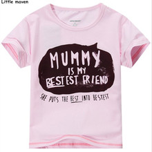 Little maven 2016 new summer baby girls funny t shirt Cotton letter printing mummy my best friend brand shirts / tee tops L015
