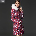 2016 Hot Sale Polyester Zipper Winter New Printing Raccoon Collar Thick Jacket And Long Sections Slim