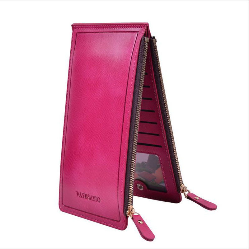 Fashion luxury ultra large capacity double zippers Women wallets purses ultra thin leather clutch Selling money