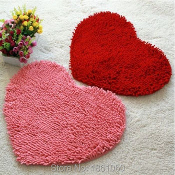 Пушистый спальня коврик ковровое покрытие коврик для ванной комнаты в форме сердца любви коврик 43 X 56 см синели